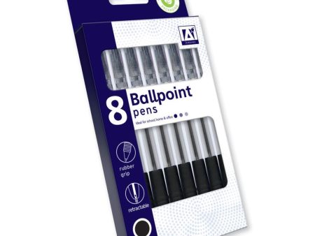 Black Ballpoint Pens - 8 Pack Smooth Writing Office School Supplies Everyday Writing Essentials Online now