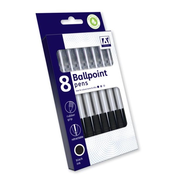 Black Ballpoint Pens - 8 Pack Smooth Writing Office School Supplies Everyday Writing Essentials Online now