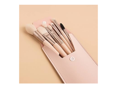 8 Piece Mini Makeup Brushes - Light Pink For Sale