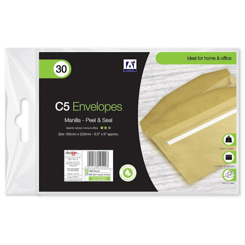 C5 Manilla Envelopes - 30 Pack Peel & Seal Closure 80gsm Mailing Documents Reports Certificates Online now