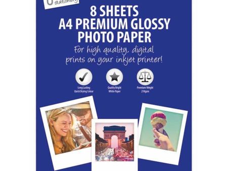 A4 Glossy Photo Paper - 8 Sheets Bright White Paper 210gsm Quick Drying Print Inkjet on Sale