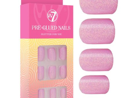 W7 Cosmetics Glamorous Pre Glued False Nails Glitter For You - Press On Long Fake Party Nails For Sale