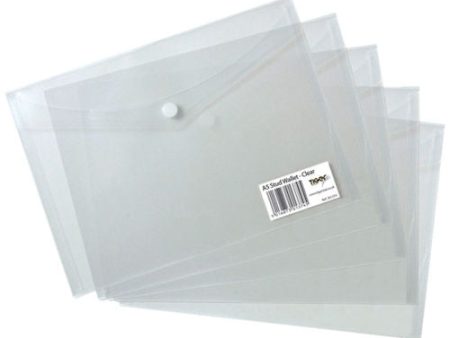 A5 Stud Wallets Clear Single Item - Document Wallets Folders Office Supplies on Sale