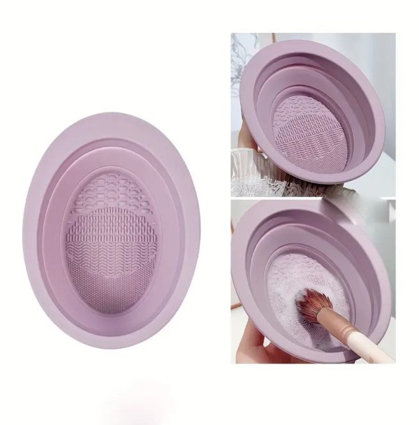 Foldable Silicone Makeup Cleaning Brush Scrubber Bowl (purple) Fashion