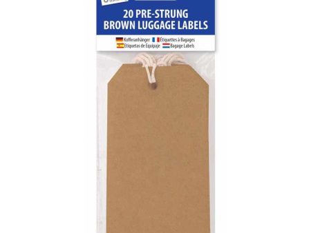 Brown Luggage Labels - 20 Pack Travel Suitcase Tags String on Sale