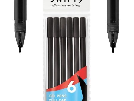 Black Gel Pens - 6 Pack Convenient Smooth Writing Value Cheap