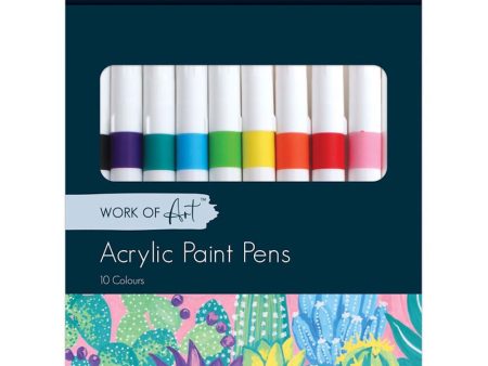 Acrylic Bright Colours Pens - 10 Pack Artist Painting Markers Craft Supplies Fashion