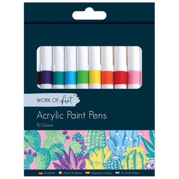 Acrylic Bright Colours Pens - 10 Pack Artist Painting Markers Craft Supplies Fashion