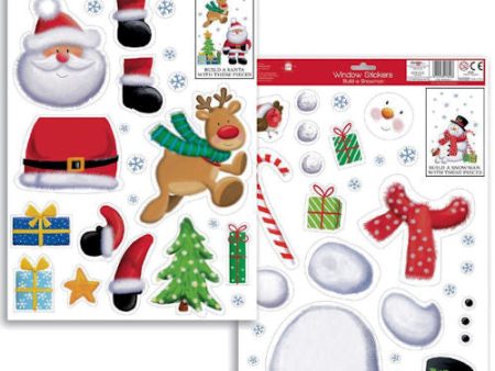 Build Santa Snowman Window Sticker - Assorted Festive Decorations for Windows Reusable Design Christmas Decorating For Discount