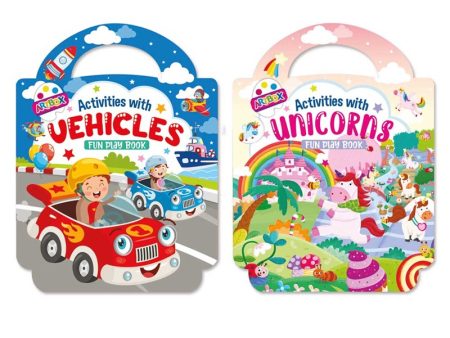 Carry Play & Activity Book - Assorted Portable Educational Kids Fun Vehicles Unicorns For Cheap