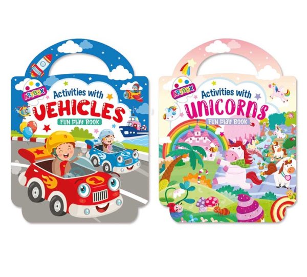 Carry Play & Activity Book - Assorted Portable Educational Kids Fun Vehicles Unicorns For Cheap