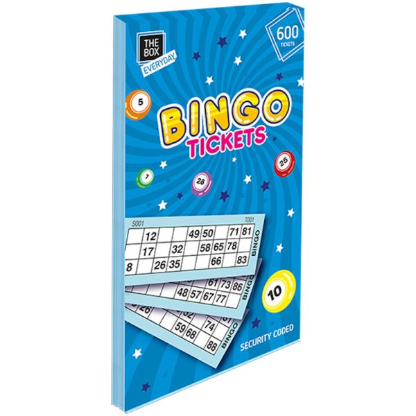 Bingo Ticket Book - 1-600 Assorted Colours Sequentially Numbered Tickets on Sale