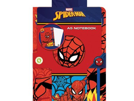 A5 Spiderman Notebook - Merchandise Spiral Bound Ruled Writing Pad Superhero Theme Fashion