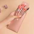 8 Piece Mini Makeup Brushes - Dark Pink For Cheap