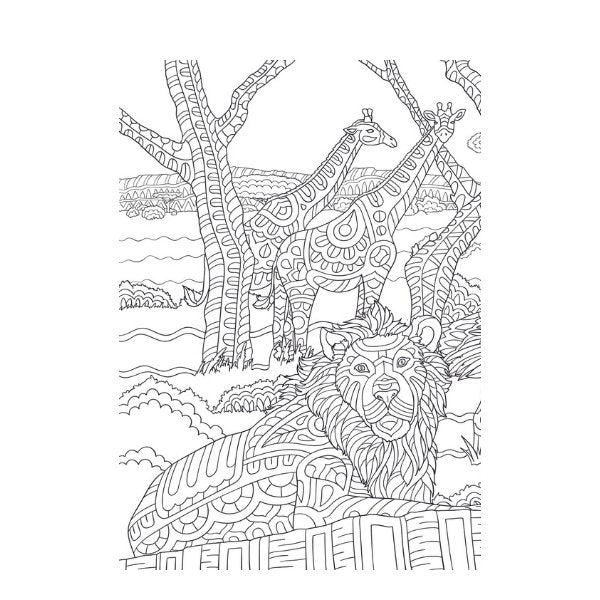 A4 Life On The Savannah Advanced Colouring Book - Wildlife High Quality Relaxing Supply