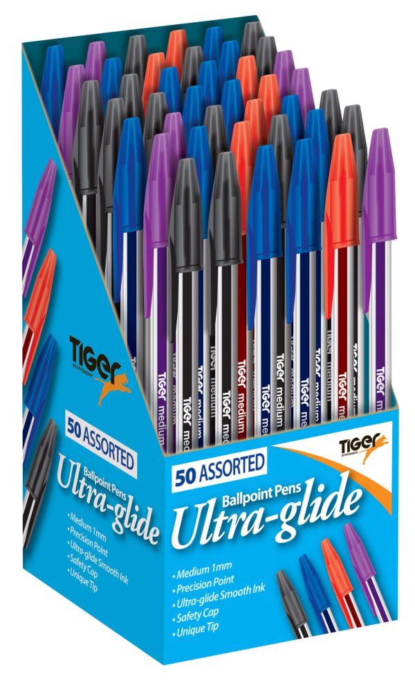 Assorted Ballpoint Pens - 50 Pack Office School Supplies Writing Pens Assorted Colours Online Sale