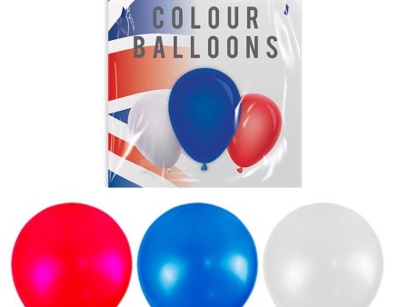 British Colour Balloons - 15 Pack Red White Blue Patriotic Decoration Party Celebration Inflate Inflateable Event Supply on Sale