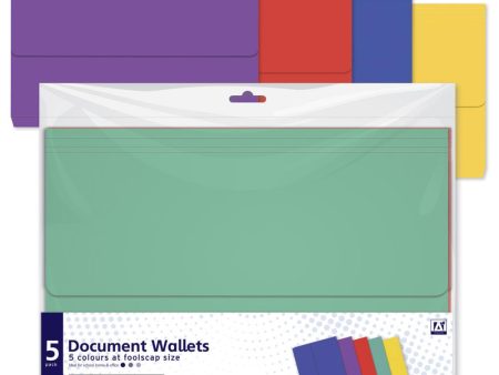 Pastel Foolscap Document Wallets - 5 Pack Assorted Colours Organising Transporting Documents Cheap