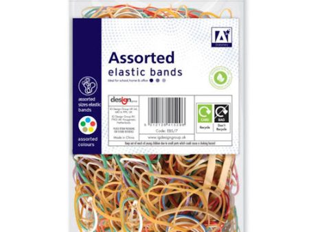 Assorted Elastic Bands - 60g Elastic Bands Different Sizes Colours Office Home Craft Discount