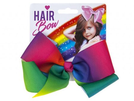 Children s Large Rainbow Fashion Hair Bow - Colourful Hair Accessory on Sale