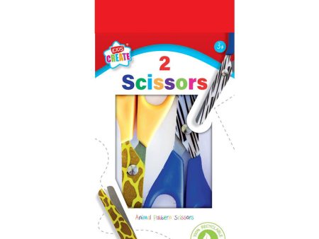 Animal Printed Scissors - 2 Pack Fun Colourful Scissors Animal Print Designs Perfect Craft Projects Online now