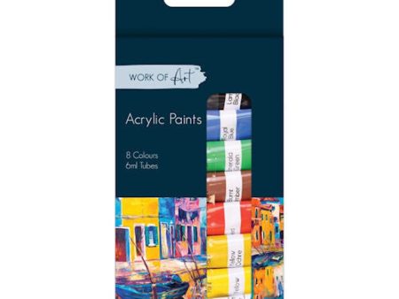 Acrylic Paints - 8 Pack 6ml Assorted Bright Colours Art Supplies Painting Crafting Sale