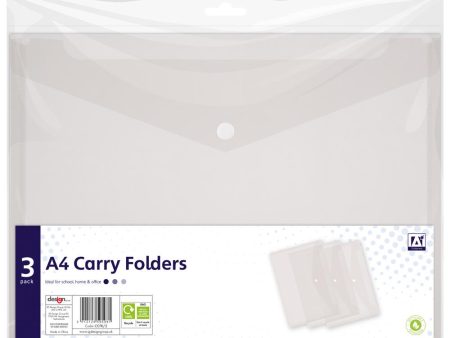 A4 Carry Folders - 3 Pack Clear Transparent Document Organisers Easy Viewing Organising Documents Online Hot Sale