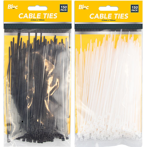 Cable Ties 2.5mm x 150mm - 150 Pack Assorted Colours Strong Versatile Organising Securing Discount