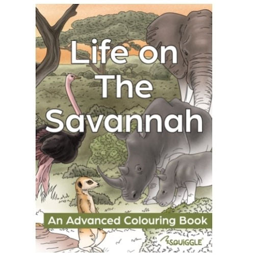 A4 Life On The Savannah Advanced Colouring Book - Wildlife High Quality Relaxing Supply