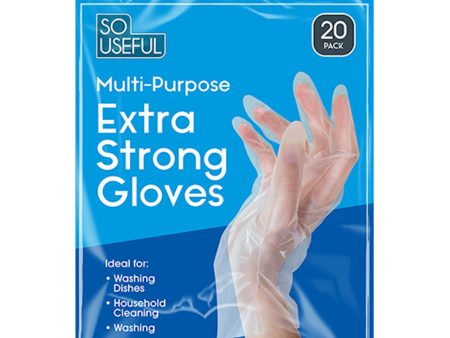 Multi-Purpose Clear Extra Strong Gloves - 20 Pack Disposable Protective Hand Coverings Hot on Sale