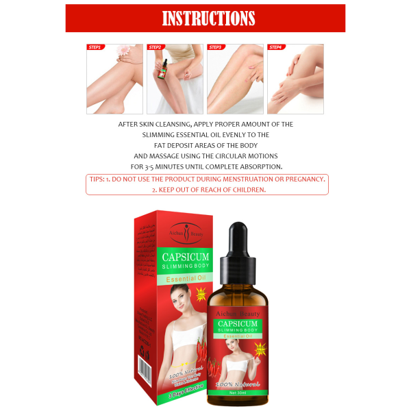 Aichun Beauty Capsicum Slimming Body Essential Oil Supply