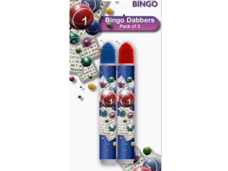 Bingo Dabbers - 2 Pack Marking Bingo Cards Assorted Colours Blue Red For Discount