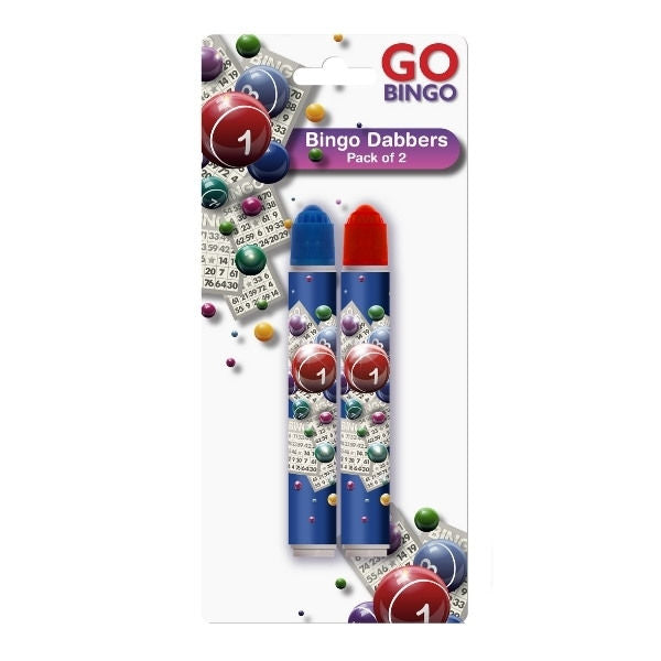 Bingo Dabbers - 2 Pack Marking Bingo Cards Assorted Colours Blue Red For Discount