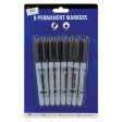 Black Permanent Markers - 8 Pack Durable Quick Drying Office School Supplies Crafting Discount