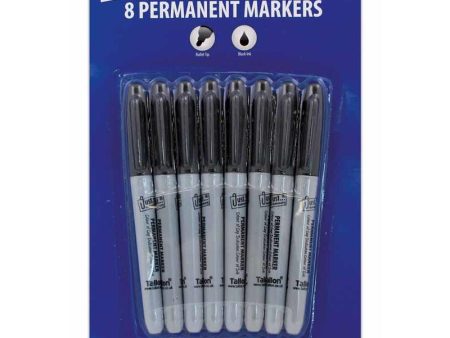 Black Permanent Markers - 8 Pack Durable Quick Drying Office School Supplies Crafting Discount