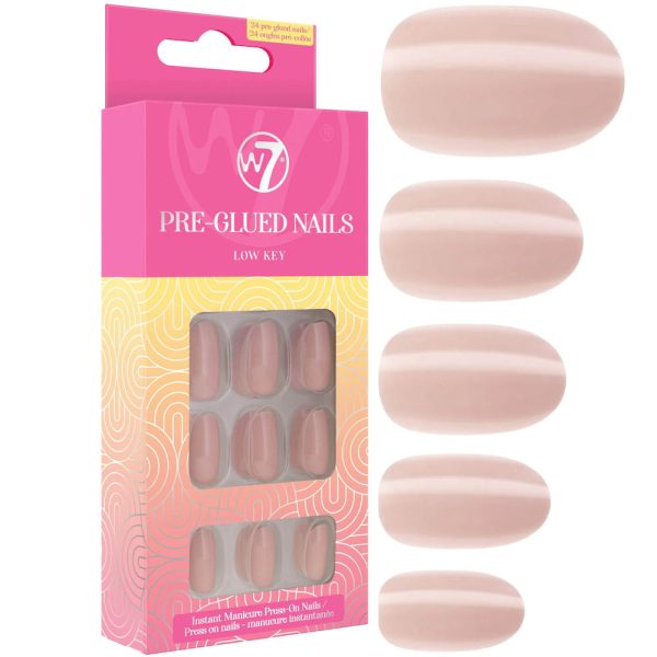 W7 Cosmetics Glamorous Pre Glued False Nails Low Key - Press On Long Fake Party Nails Cheap