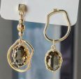 Asymmetrical French Uncommon Design Brown Crystal Dangle Earrings,Vintage High-End. Discount