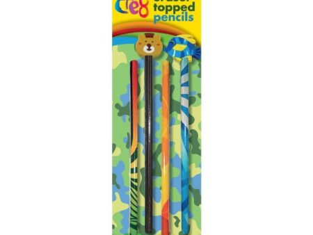 Boys Eraser Topped Pencils - 4 Pack Green Cute Stationery Set Pencils Erasers For Sale