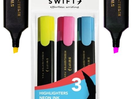 Assorted Highlighters - 3 Pack Bright Colours Colour Highlighting Pens Hot on Sale