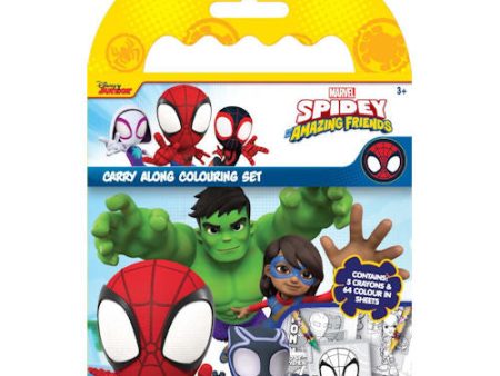 Spidey & Friends Carry Along Colouring Set - Portable Activity Kit Spider-Man Colouring Pages Crayons Online