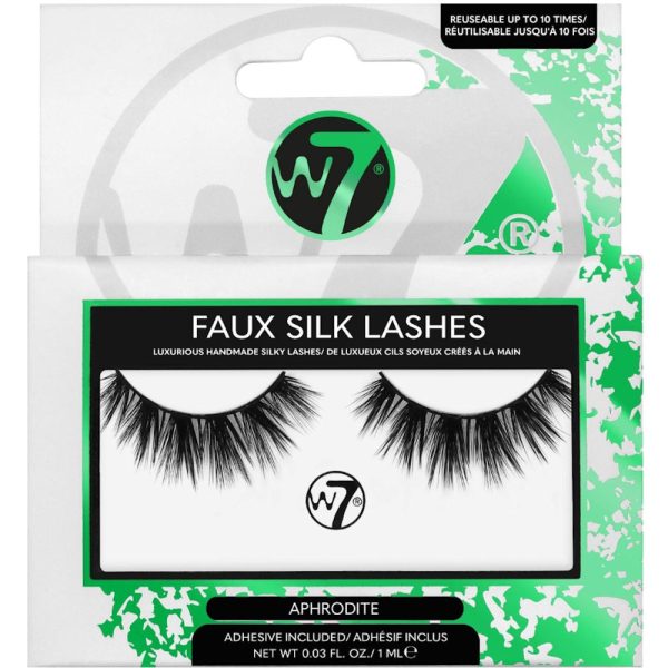 W7 Cosmetics Faux Silk False Fake Eyelashes - Aphrodite Reusable Lightweight Natural Look Adhesive Included For Cheap