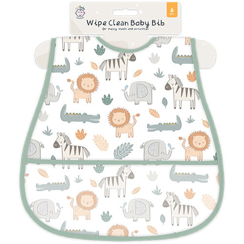 Animal Design Wipe Clean Baby Bib - Waterproof Easy Clean Mess Free Mealtimes Hot on Sale