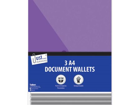 A4 Poly File Wallets - 3 Pack Assorted Colours Strong Durable Document Organisers Cheap