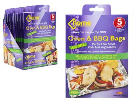 Oven & BBQ Bags - 5 Pack Heat Resistant Cooking Pouches Easy Cleanup Barbecue Sale