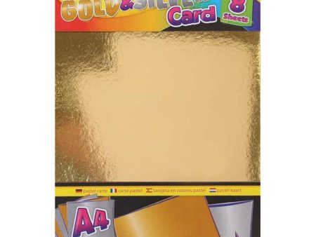 A4 Gold & Silver Card - 8 Sheets Shiny Colours Gold Silver Craft Paper Scrapbooking Creative DIY For Discount