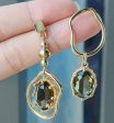 Asymmetrical French Uncommon Design Brown Crystal Dangle Earrings,Vintage High-End. Discount