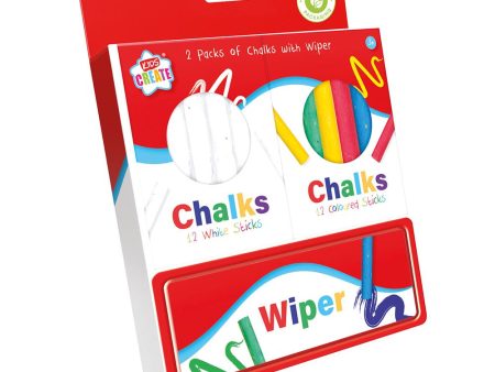 Chalks with Wiper - 12 Coloured Chalks 12 White Chalks Drawing Writing Decorating Chalkboards Online Sale