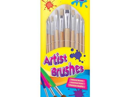 Artist Natural Bristle Brushes - 12 Pack Painting Brush Set Craft Supplies Cheap