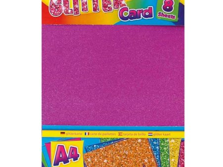 A4 Glitter Card - 8 Sheets Bright Colours Sparkle Craft Paper Scrapbooking Creative DIY on Sale