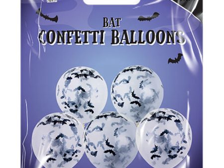 Bat Confetti Balloons - 5 Pack Halloween Party Decoration Spooky Festive Haunted House Ghost Witch Spider Online Hot Sale